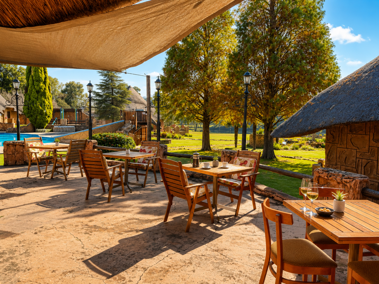 Outdoor garden seating at Rustic Fields